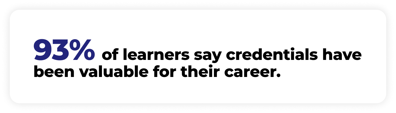 Text stating that 93% of learners say credentials have been valuable for their career.