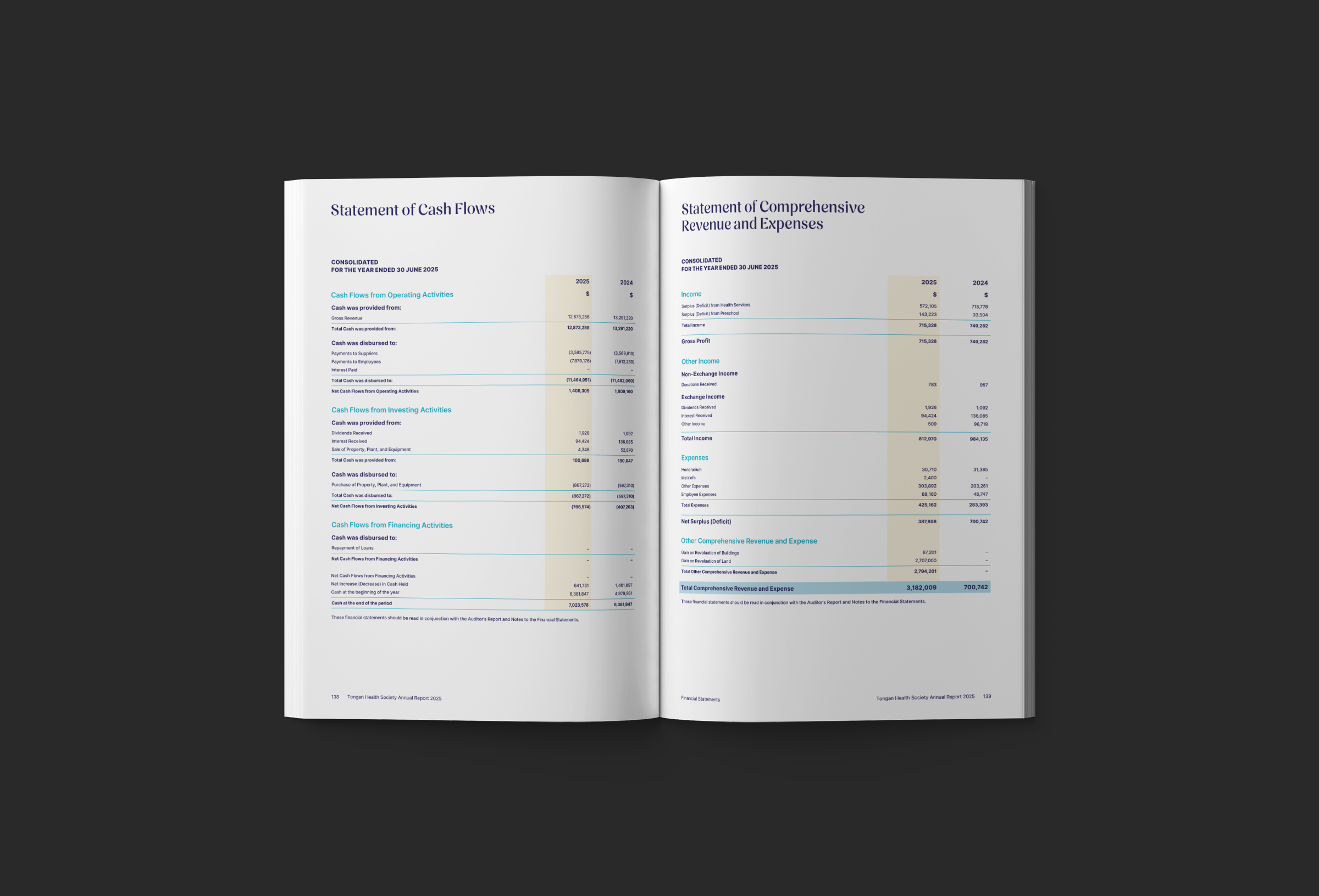 Tongan Health Society 2025 Annual Report Statements of Cashflow