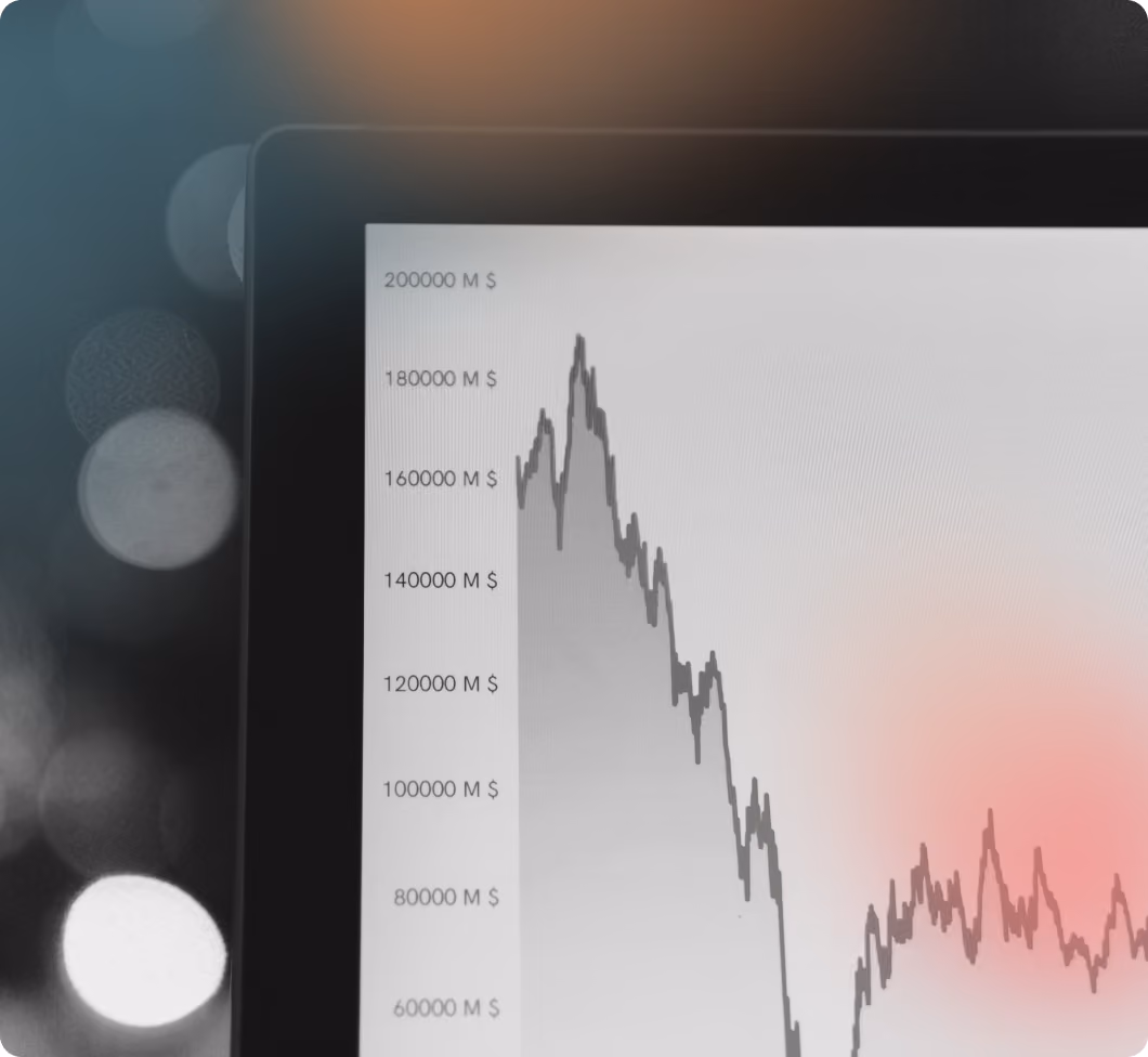 Screen close up with financial graphics