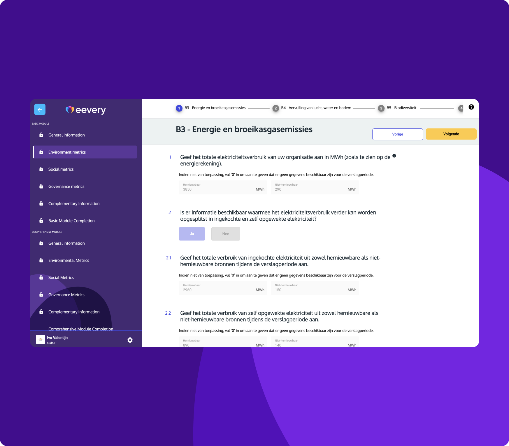 The sustainability improvement centre in Eevery's tool