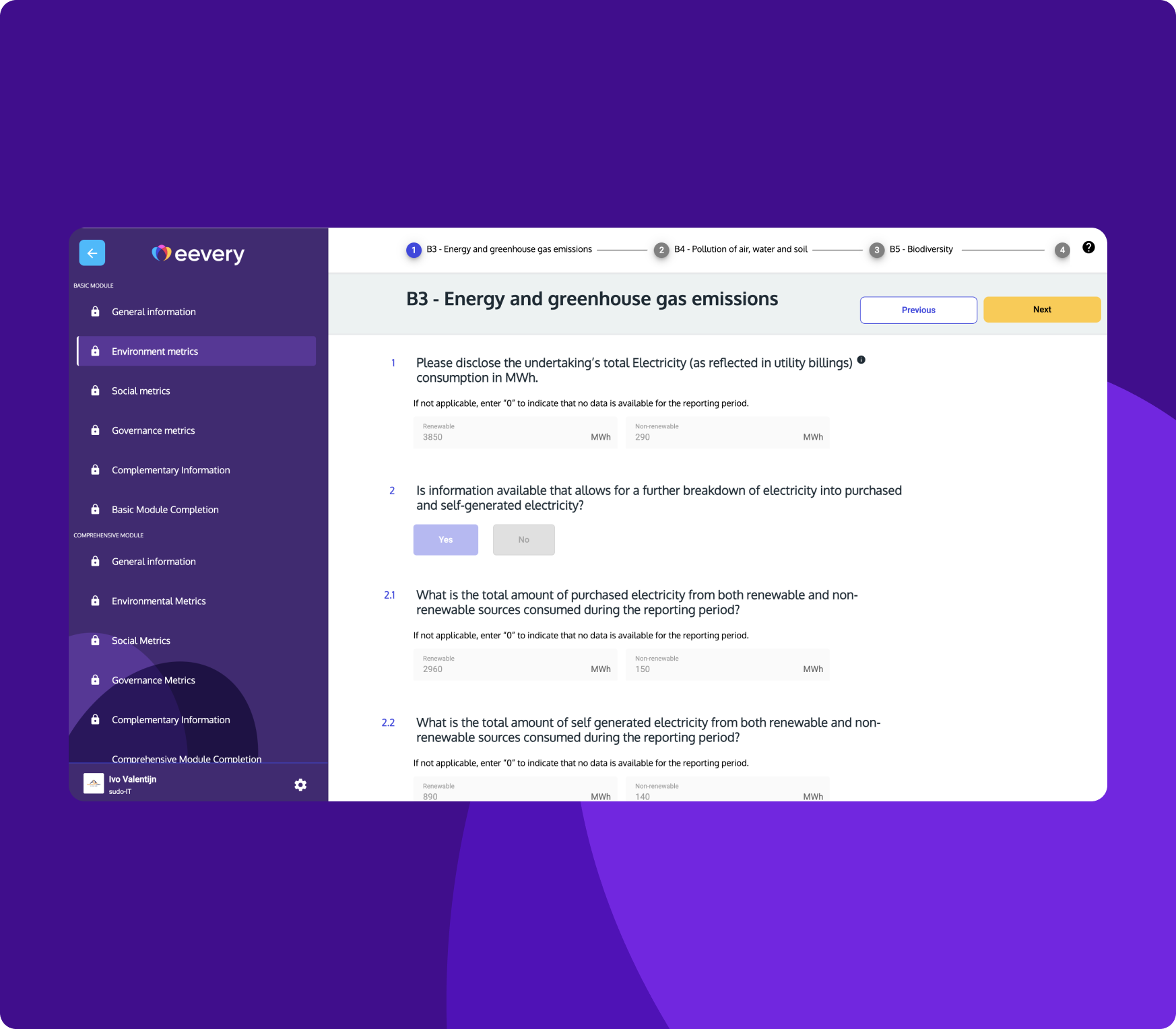 The sustainability improvement centre in Eevery's tool