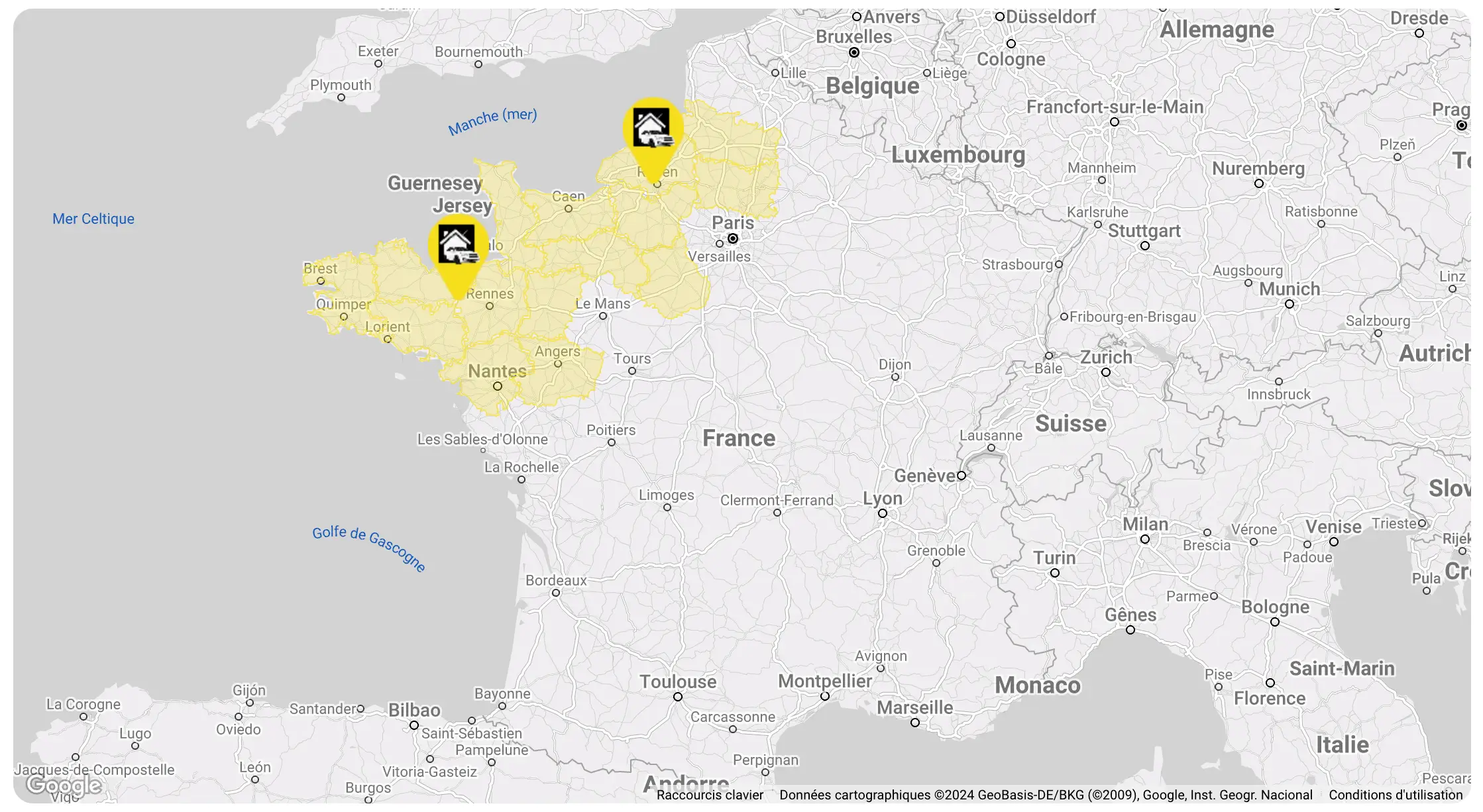 zone d'intervention bretagne et normandie