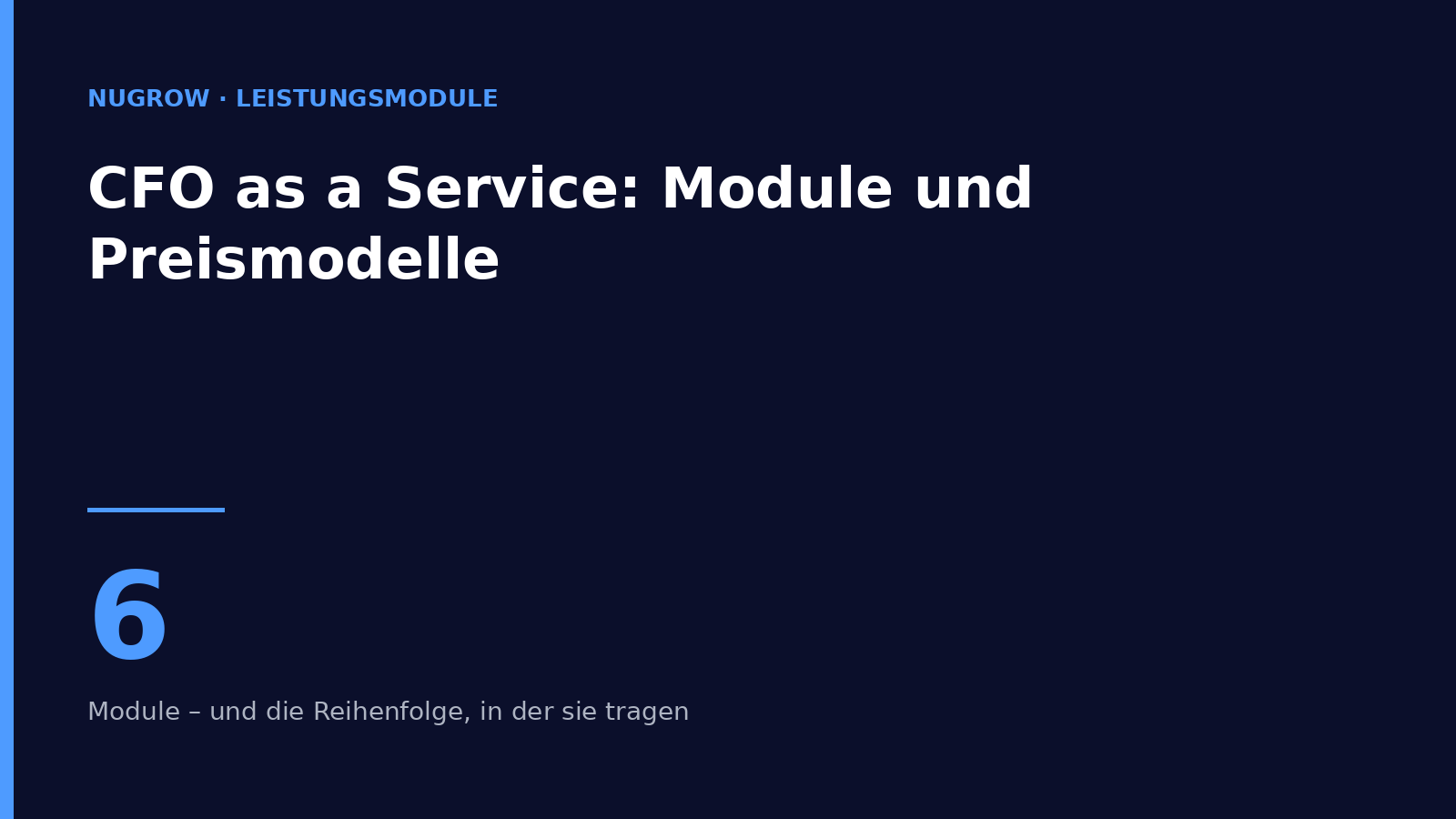 Titelbild: CFO as a Service – sechs Leistungsmodule und ihre Preismodelle.