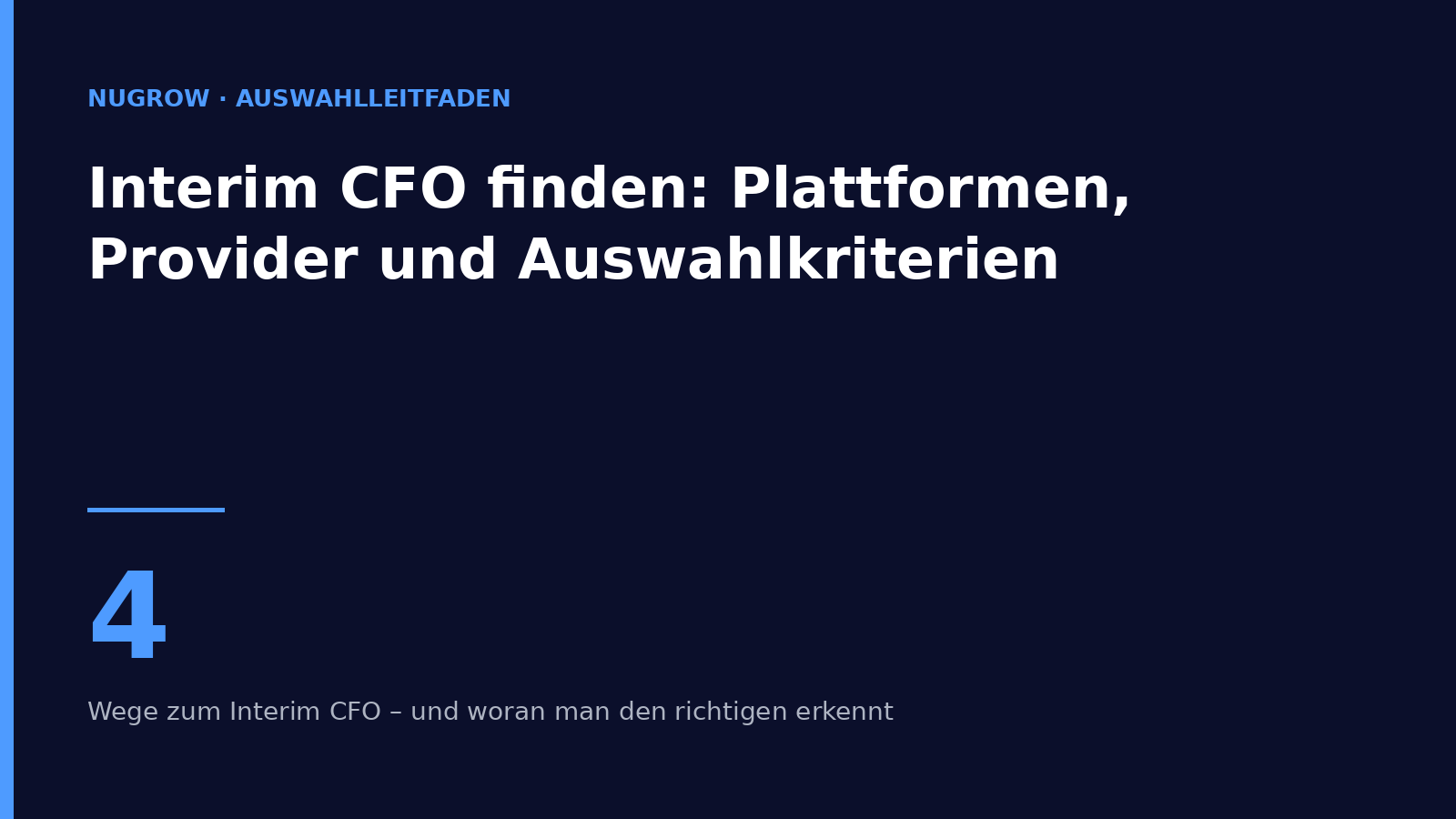 Cover: How to find an interim CFO – four routes, platforms, providers and selection criteria.