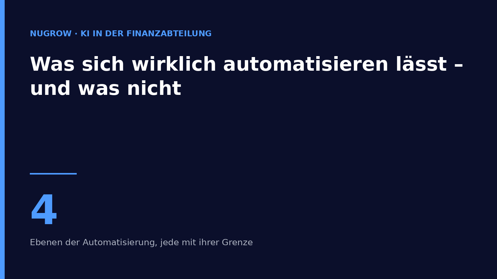 Titelbild: Was sich in der Finanzabteilung wirklich automatisieren lässt – vier Ebenen der Automatisierung, jede mit ihrer Grenze.
