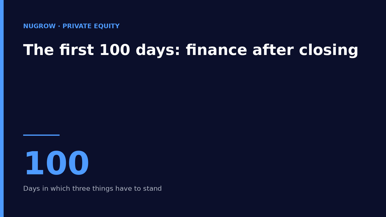 Cover: the first 100 days – finance in a private-equity portfolio company after closing.