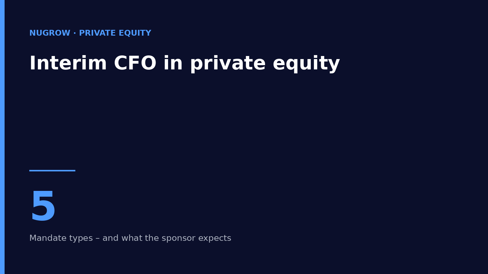 Cover: interim CFO in private equity – five mandate types and what the sponsor expects.