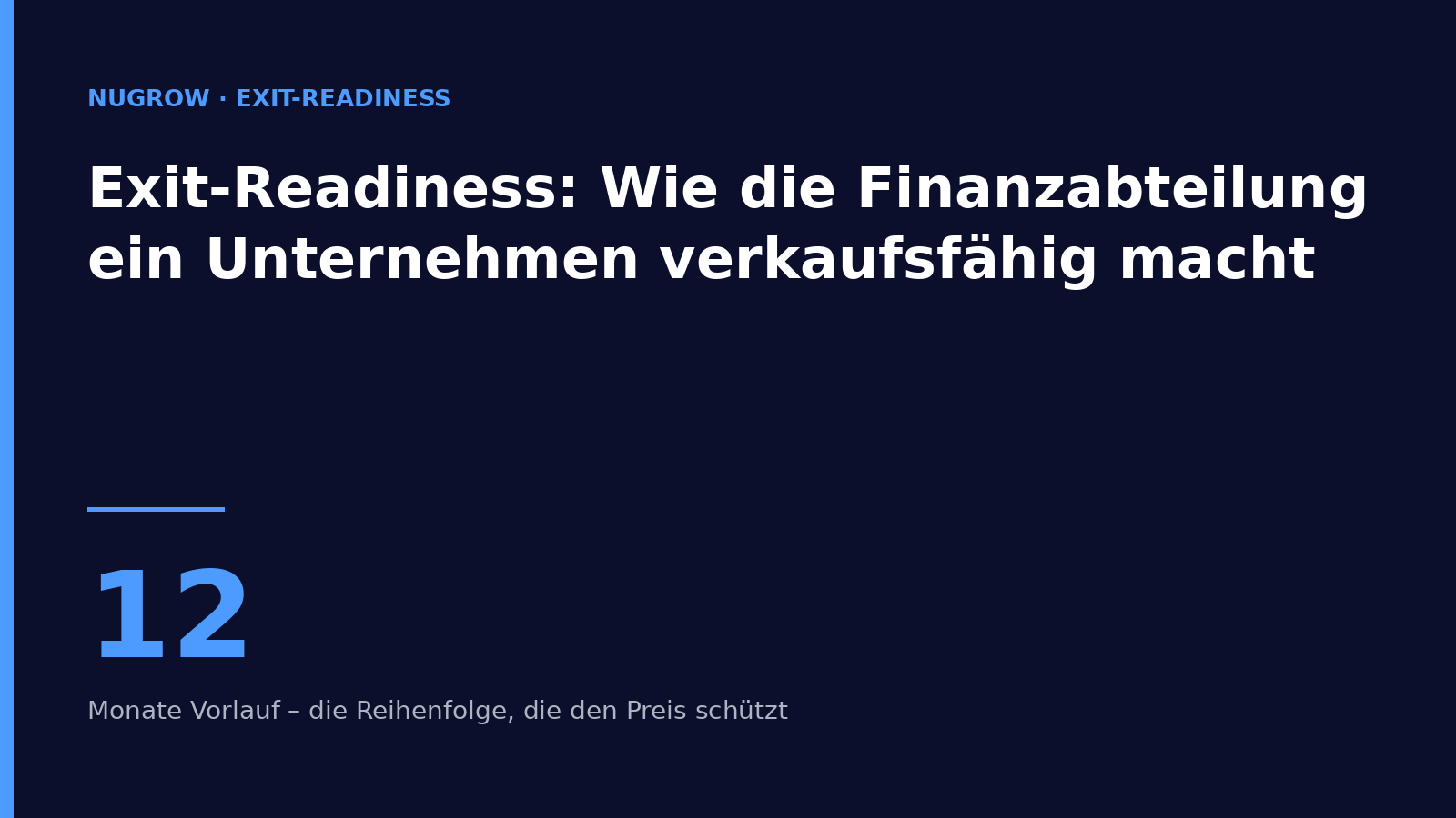 Titelbild: Exit-Readiness – zwölf Monate Vorlauf und die Reihenfolge, die den Preis schützt.