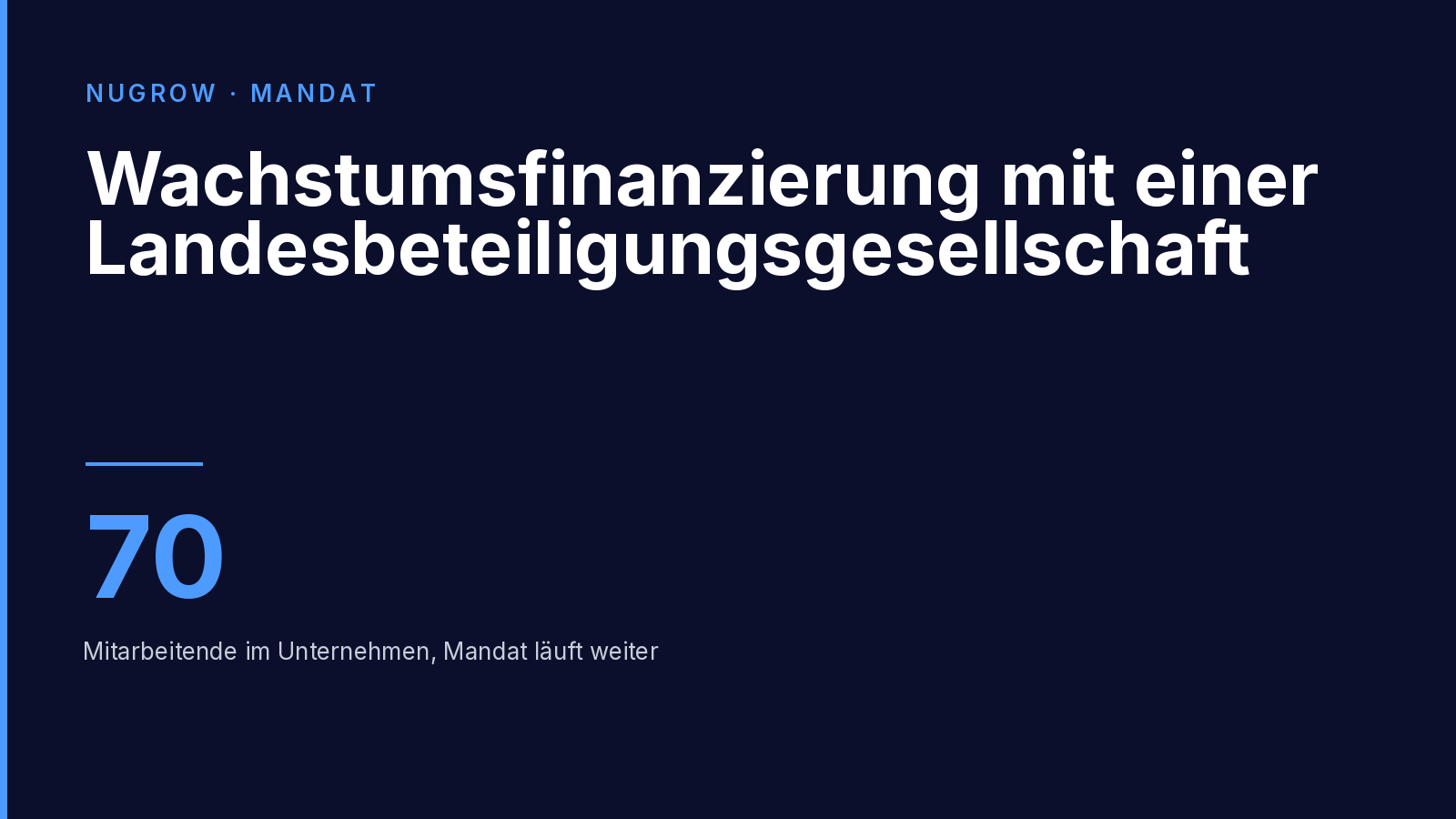 Titelbild: Wachstumsfinanzierung mit einer Landesbeteiligungsgesellschaft – laufendes Advisory-Mandat.