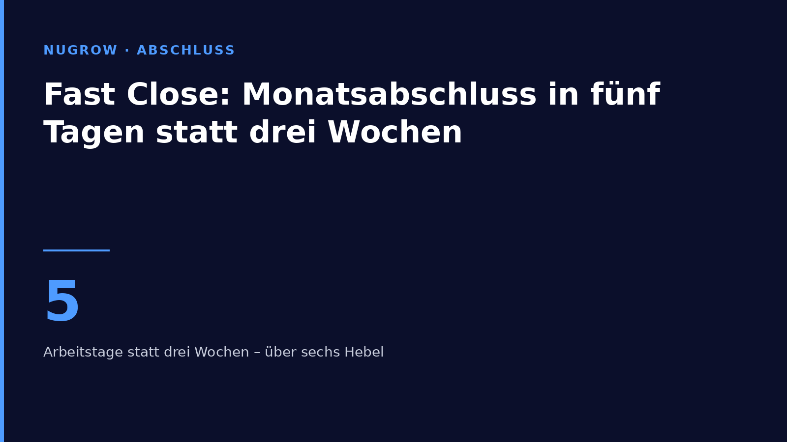 Titelbild: Fast Close – Monatsabschluss in fünf Tagen statt drei Wochen