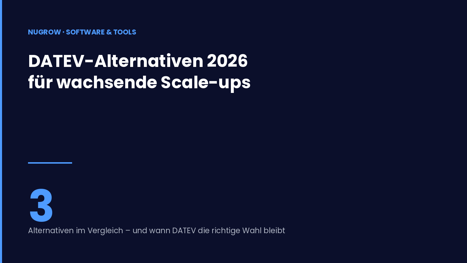 Titelbild: DATEV-Alternativen 2026 – drei Buchhaltungslösungen im Vergleich.