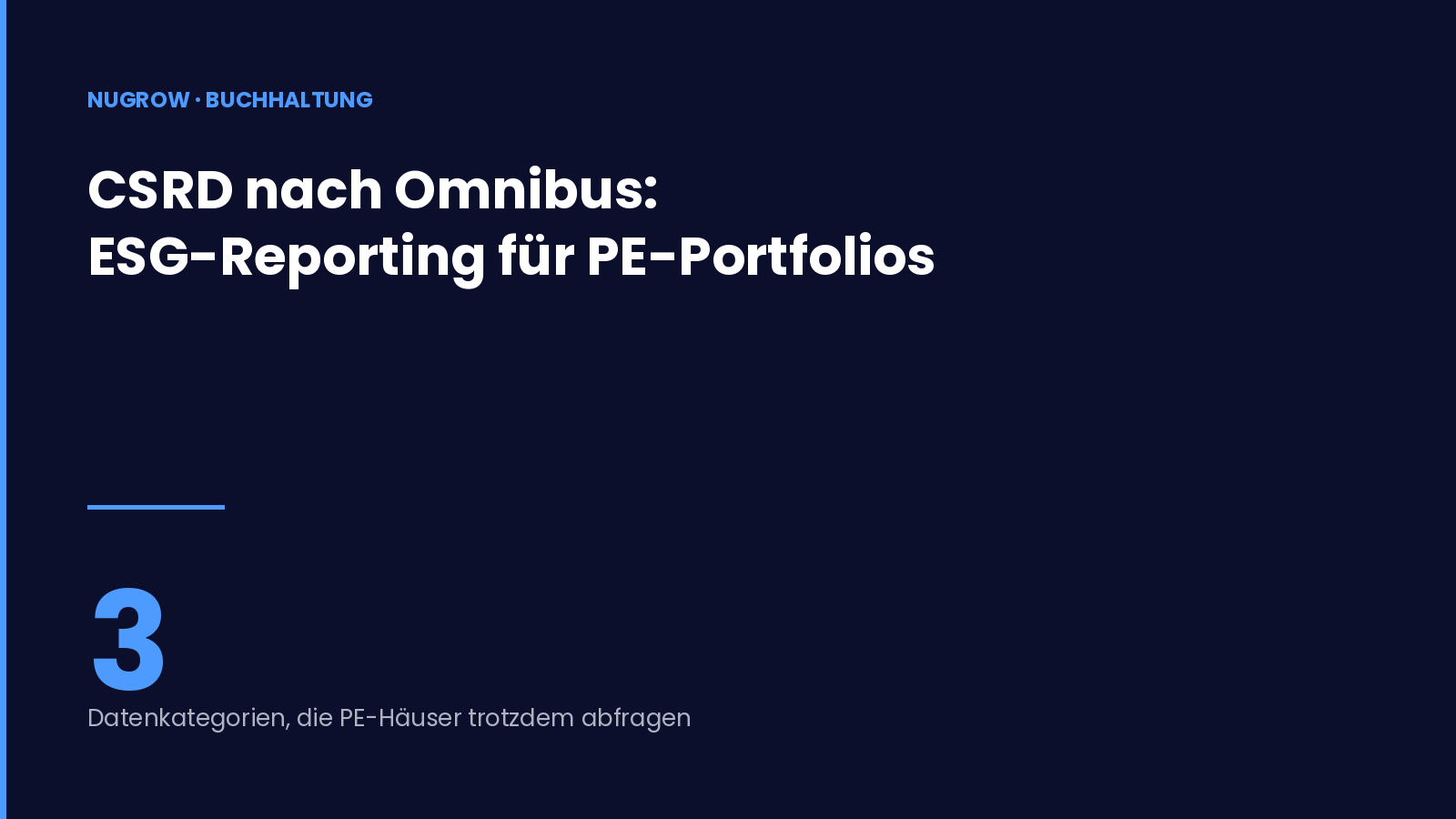 Titelbild: CSRD nach dem Omnibus-Verfahren – drei ESG-Datenkategorien für PE-Portfoliounternehmen.