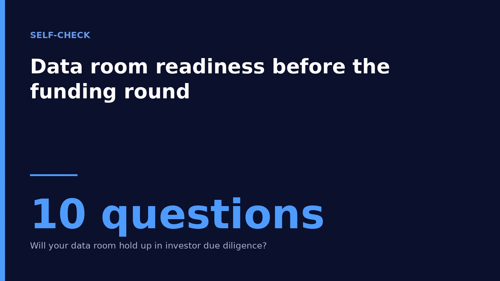 Cover: data room readiness – ten questions before the funding round