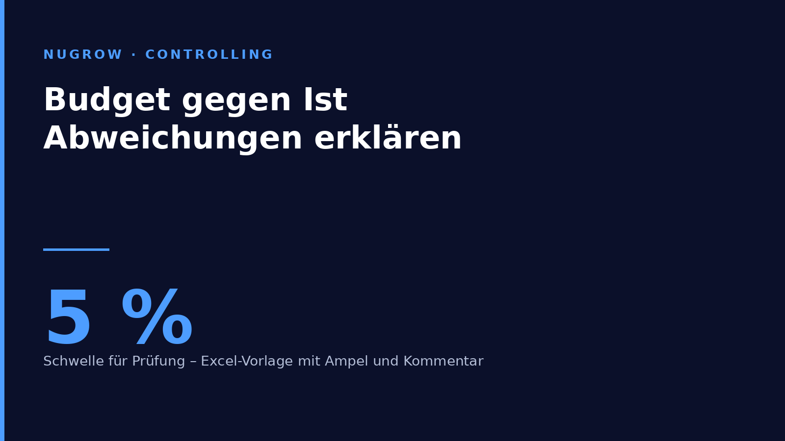 Budget gegen Ist: Abweichungen erklären, Excel-Vorlage mit Schwelle von 5 Prozent