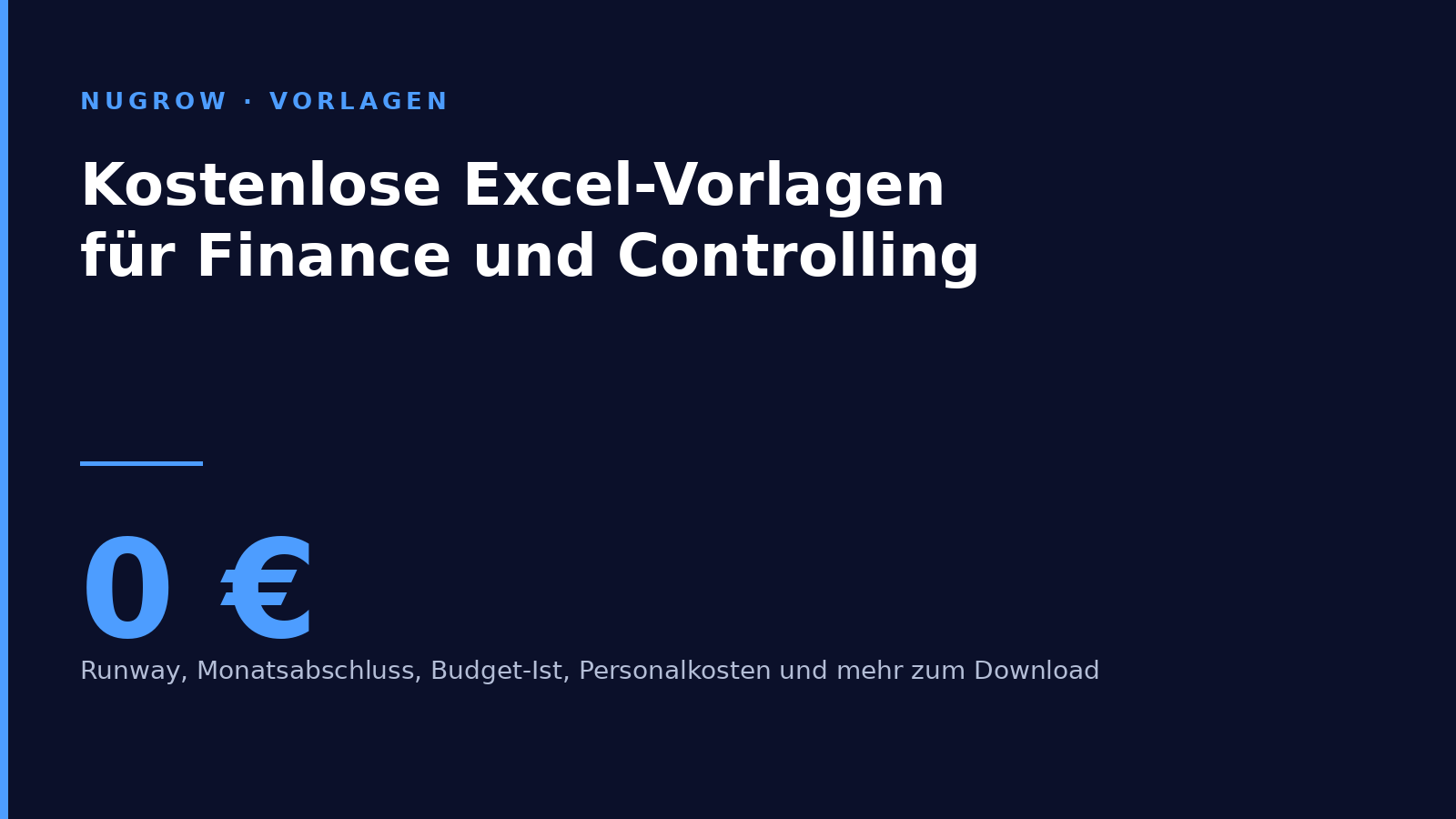 Kostenlose Excel-Vorlagen für Finance und Controlling von nugrow