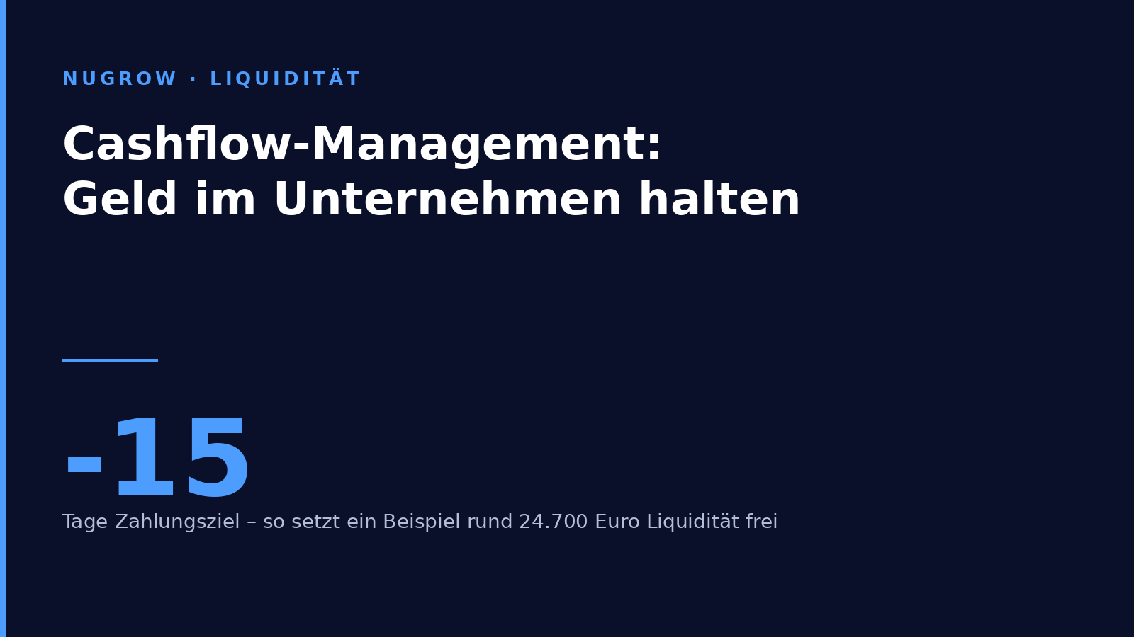 Cash flow management: cutting the payment term from 45 to 30 days frees up around 24,700 euros in the example