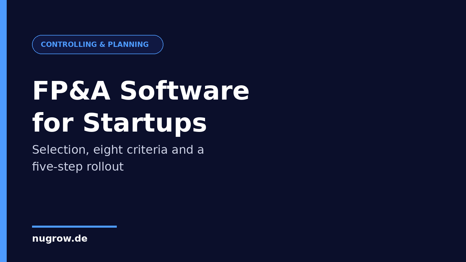 Cover: FP&A software for startups – selection, criteria and rollout
