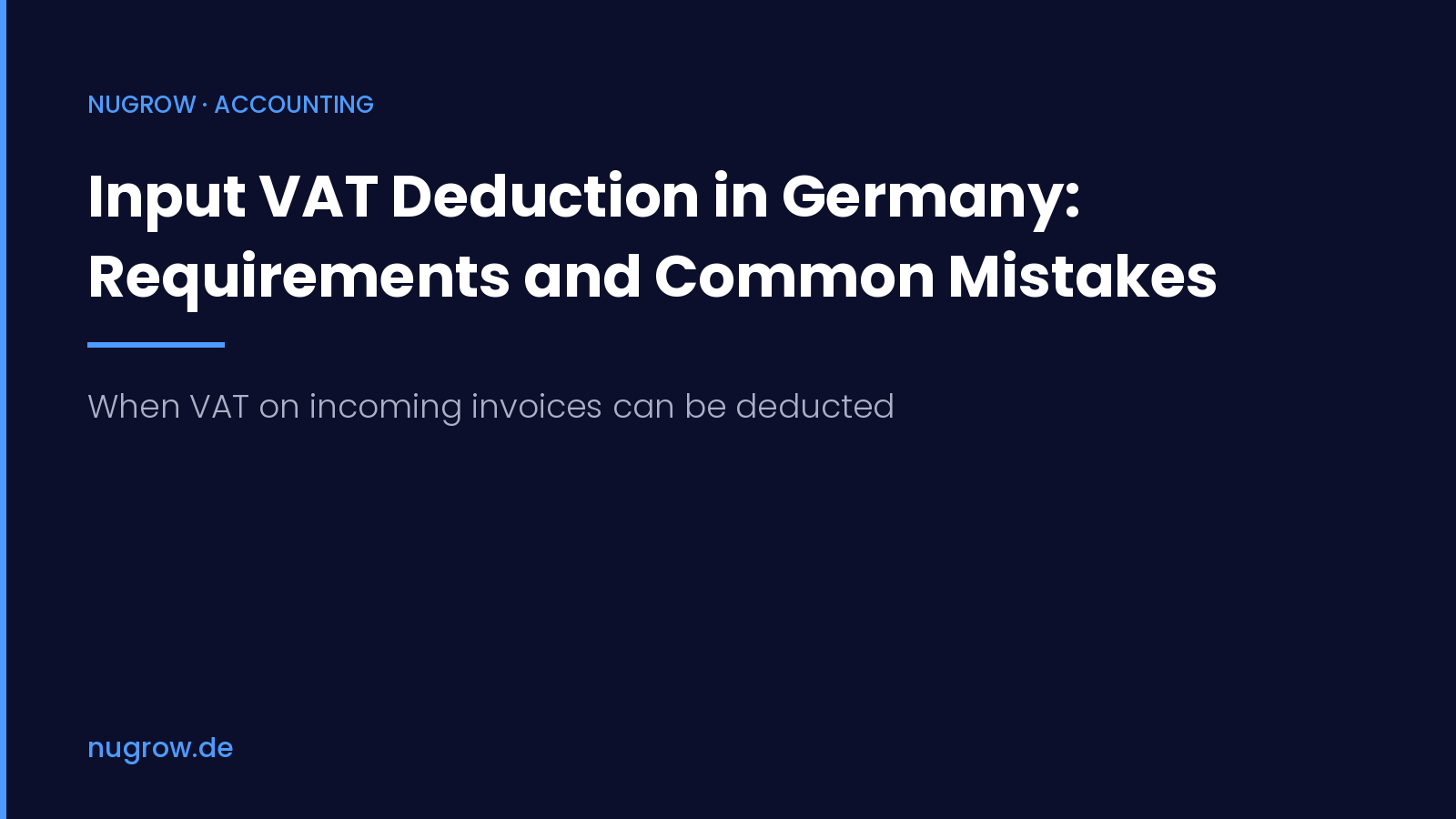Cover: Input VAT deduction in Germany, requirements and common mistakes