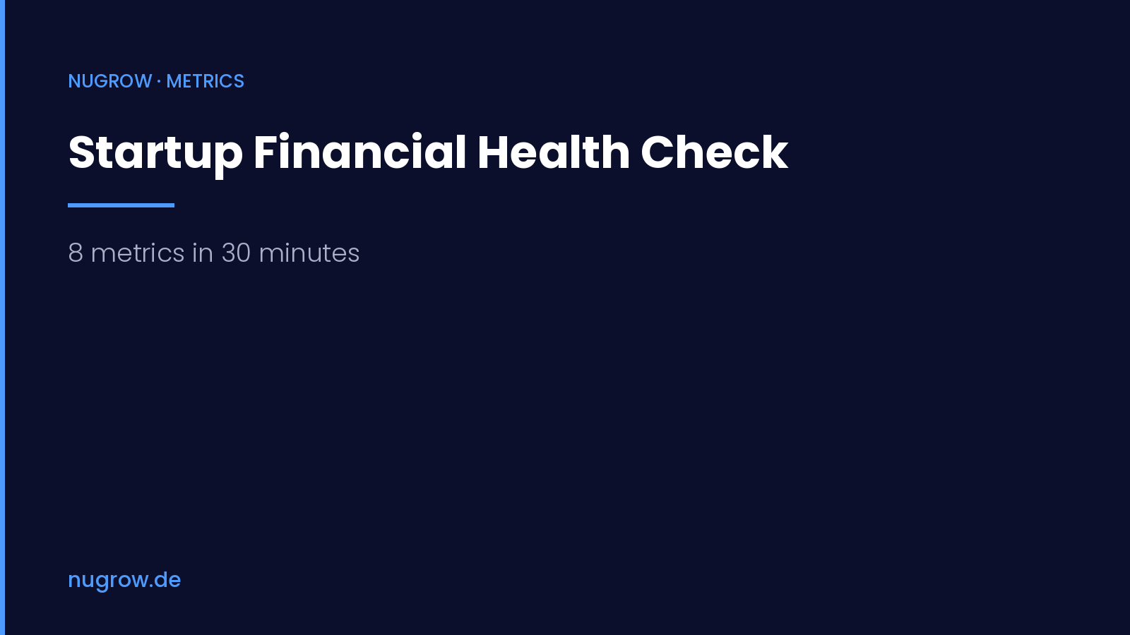 Cover: Startup Financial Health Check, 8 metrics in 30 minutes
