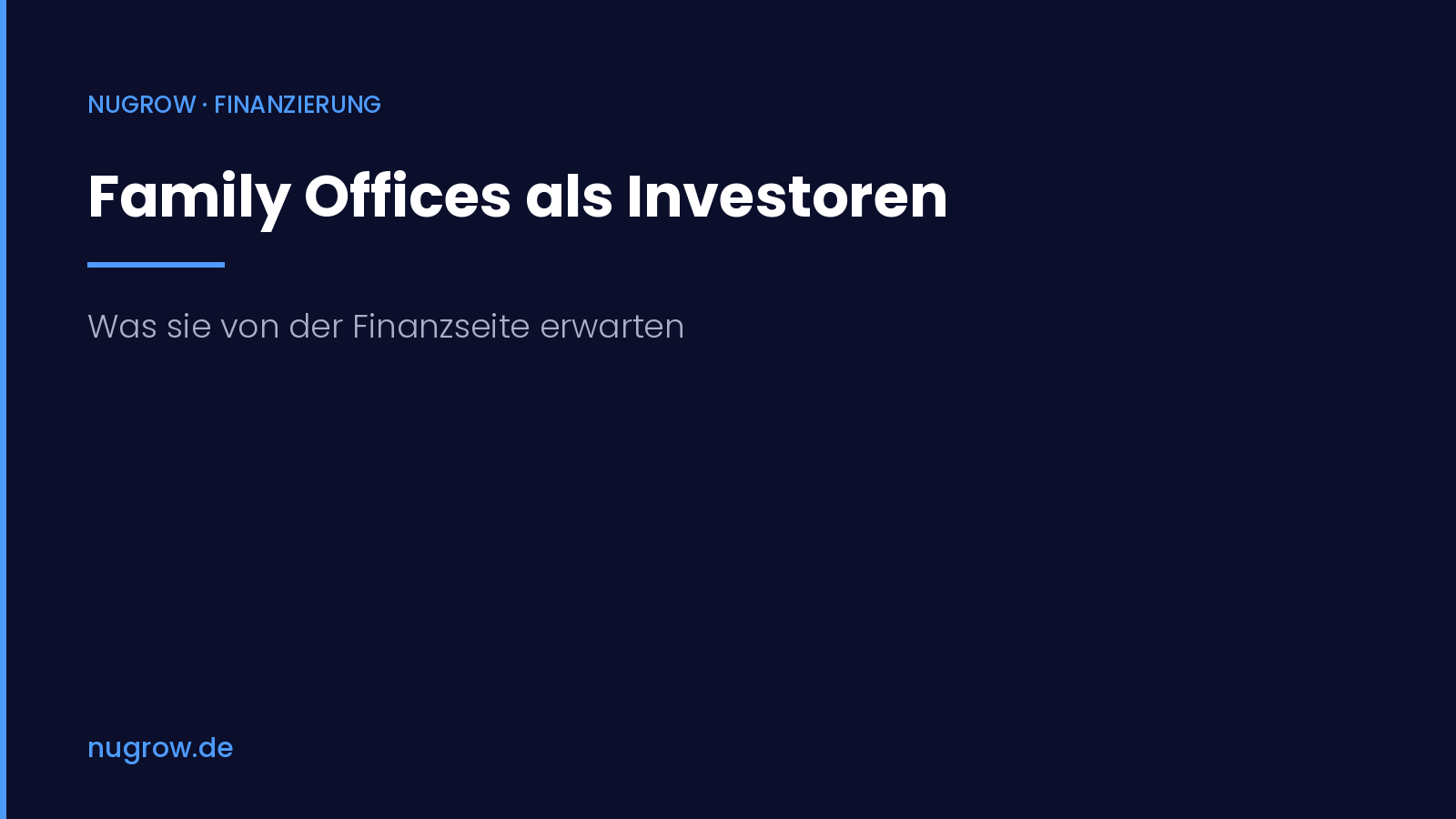 Titelbild: Family Offices als Investoren, Finanz-Readiness und Reporting