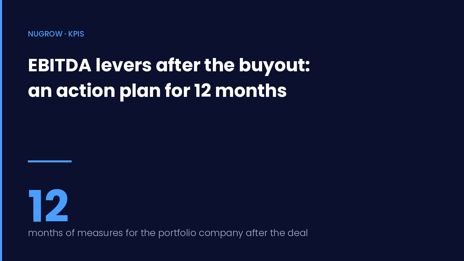 Cover: EBITDA levers after the buyout – an action plan for 12 months