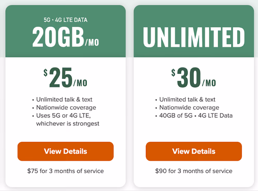 Mint Mobile Plans 20GB - Unlimited