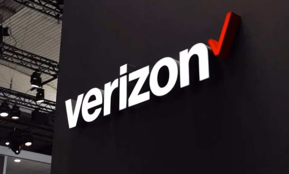 Verizon logo on the wall