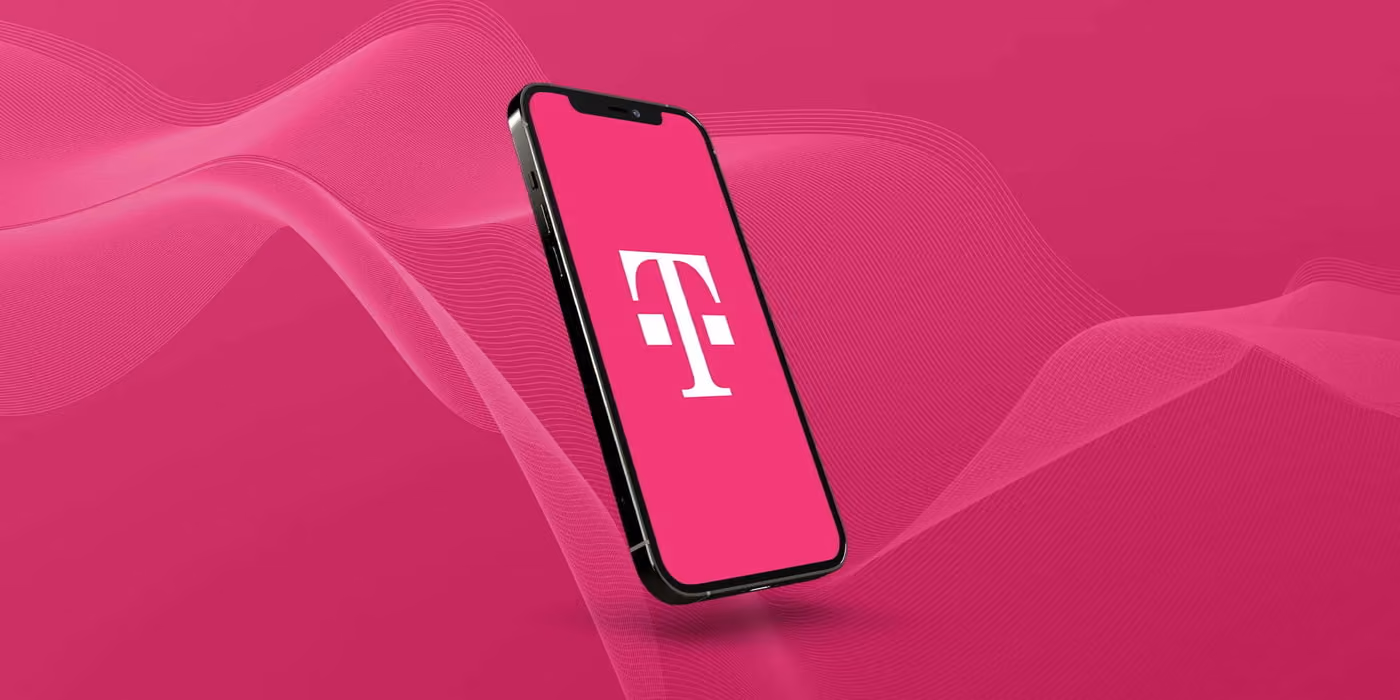 An Iphone with T-mobile logo on the screen