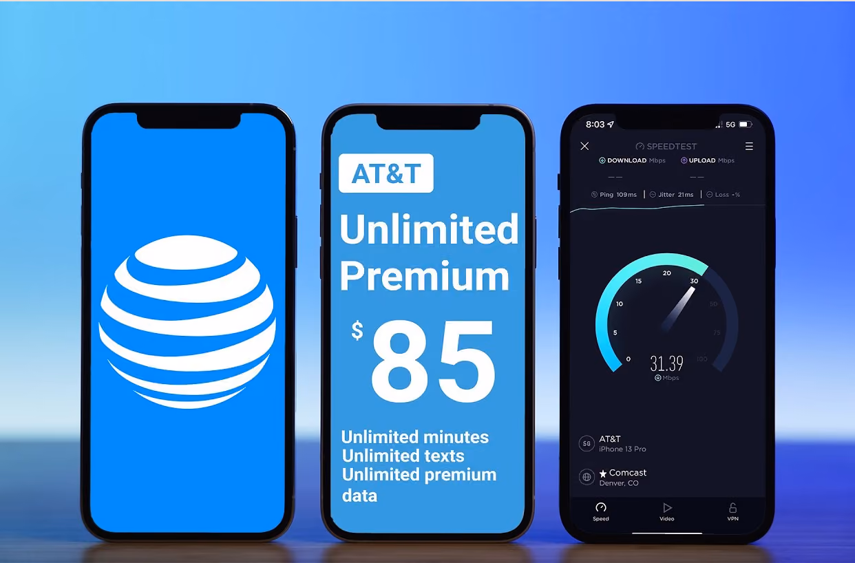 Image illustrating steps to obtain AT&T unlimited data plan for $85 monthly, featuring clear instructions and visuals.