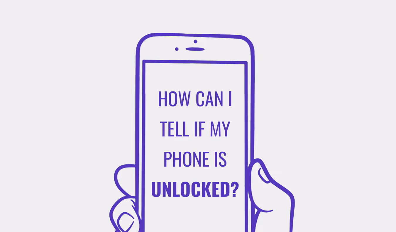 Visual guide on checking the unlock status of a smartphone for compatibility with various networks.