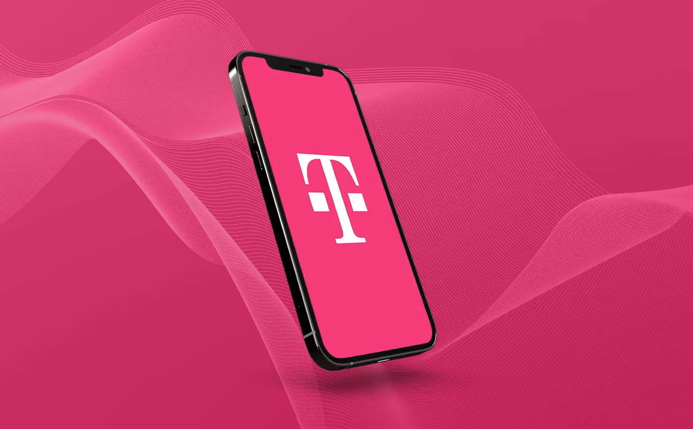 A smartphone with T-Mobile logo on the screen