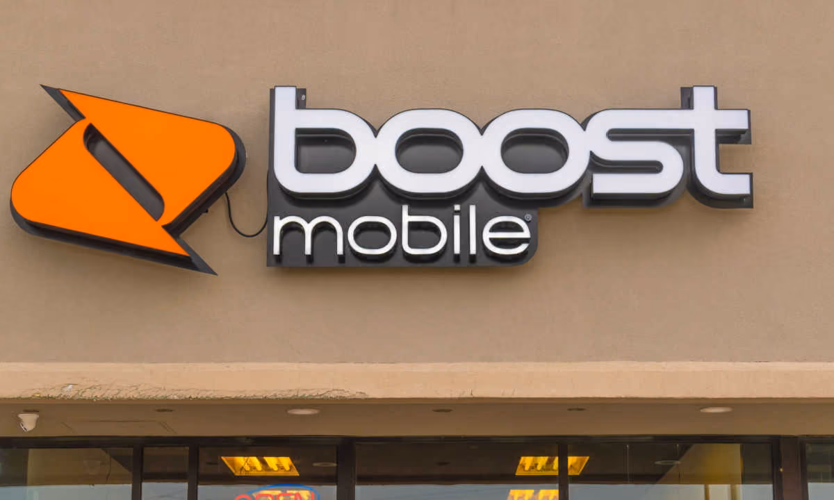 Boost Mobile Logo on the wall store