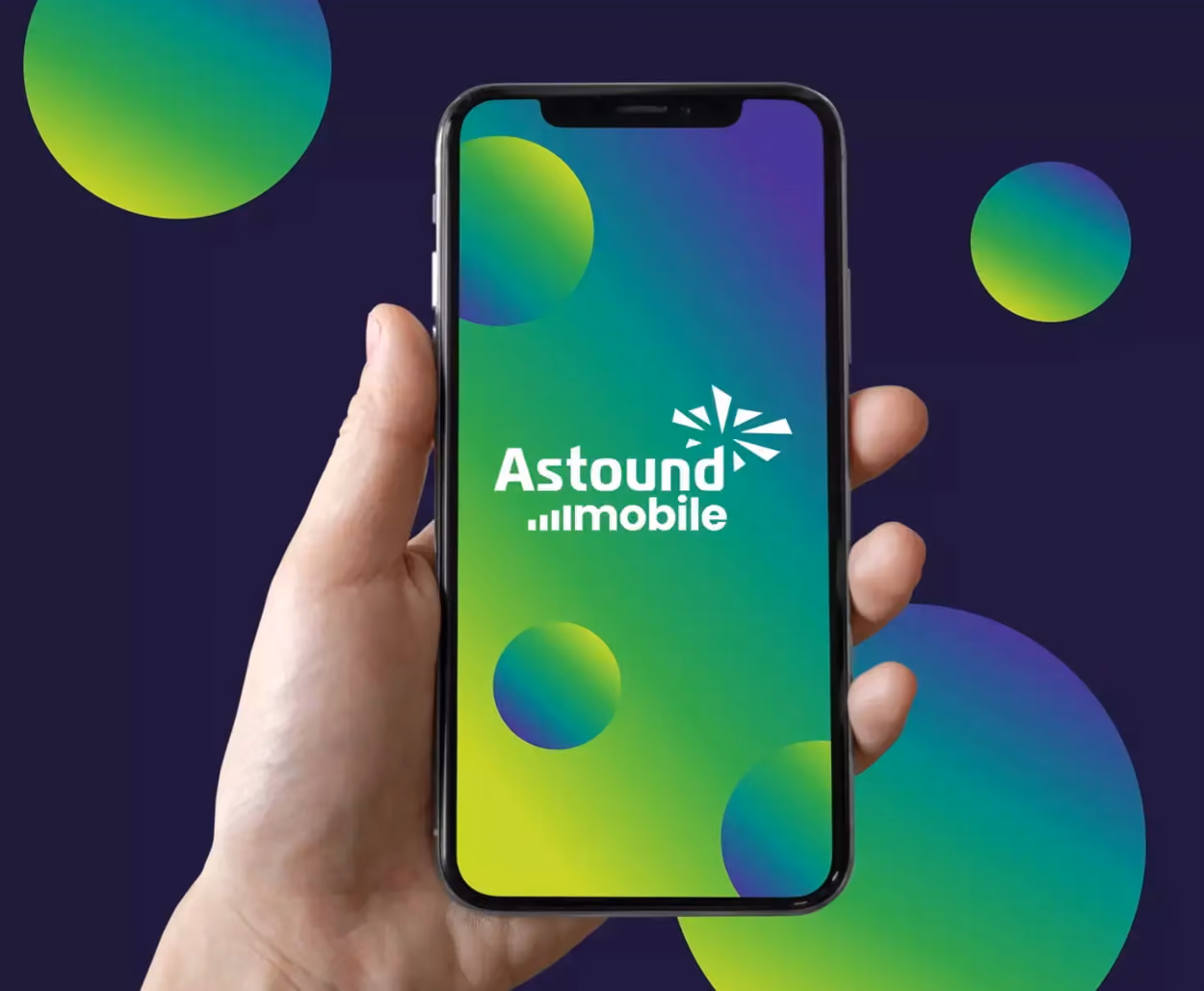 A person holding a smartphone mobile logo on the screen