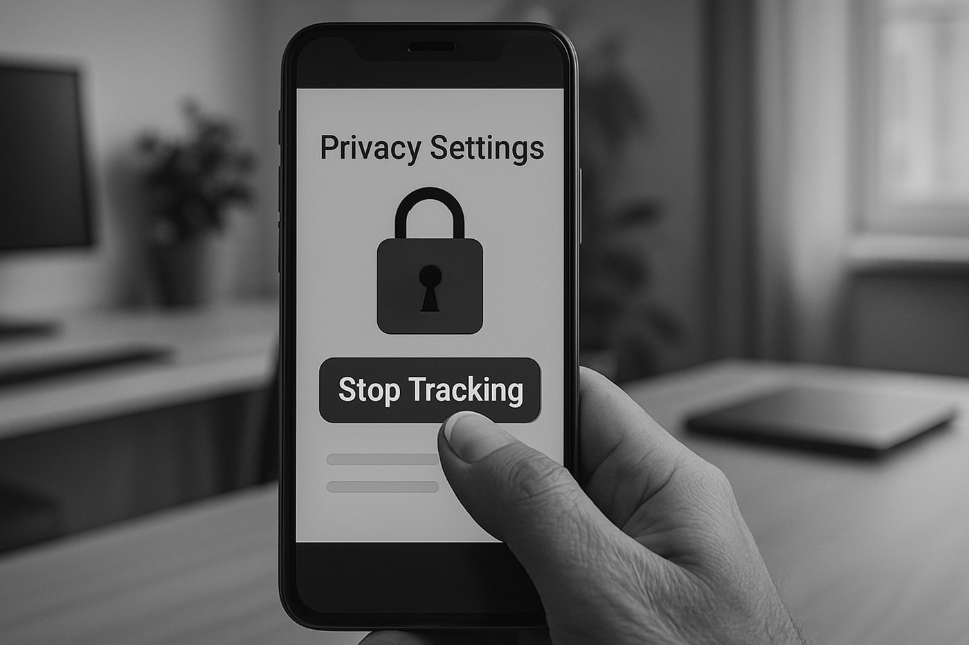 Image illustrating tips for protecting your privacy online, featuring icons of locks, shields, and secure browsing. 