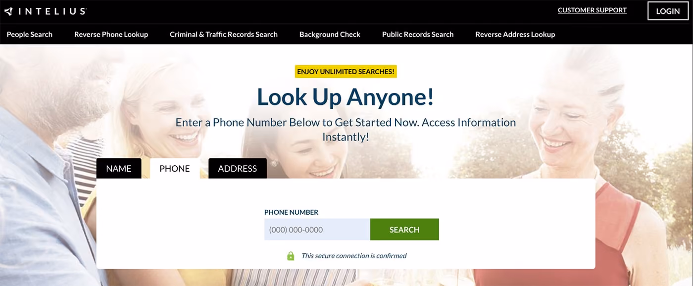 A website page displaying the phrase "Look Up Anyone" prominently at the center.