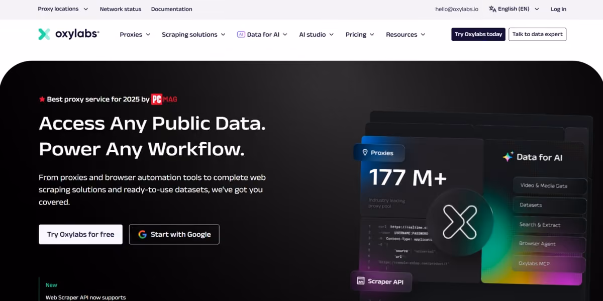 Oxylabs website
