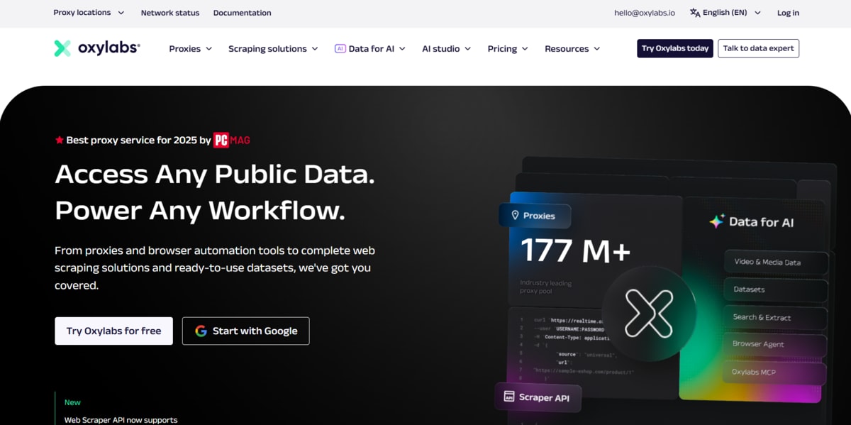 Oxylabs website