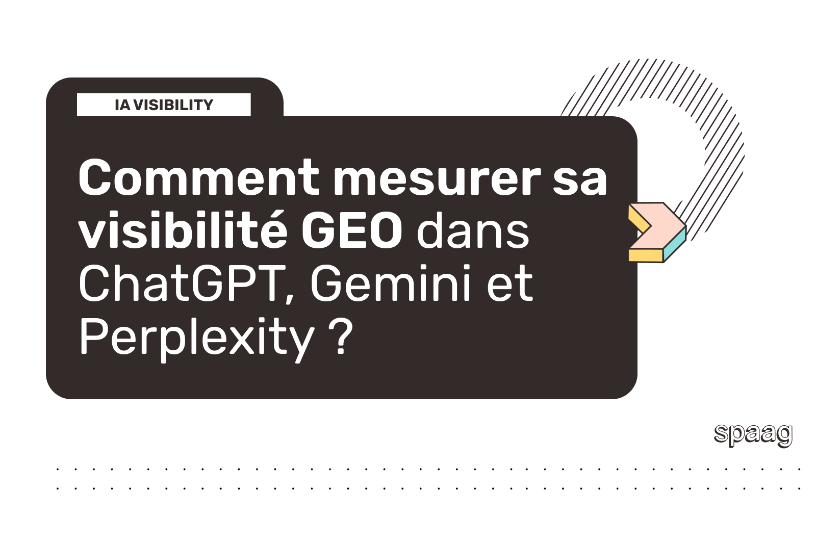 Visuel IA Visibility avec le texte « How to measure AI visibility (GEO) in ChatGPT, Gemini and Perplexity? » et le logo Spaag