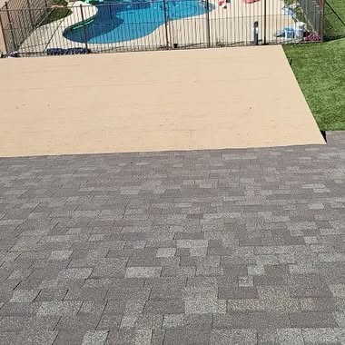 Close view of professionally installed shingles on a Gilbert Arizona home