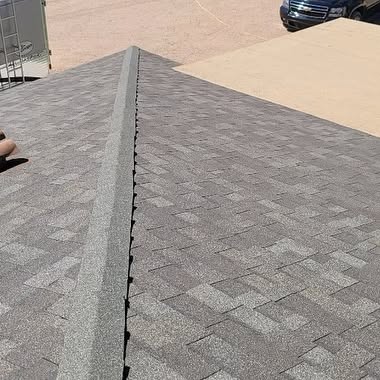 Shingle ridge detail on a completed Gilbert Arizona roof