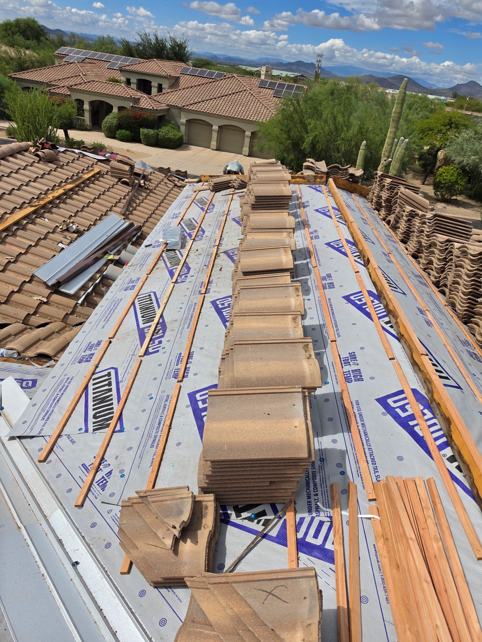 New underlayment installation in progress in Phoenix Arizona