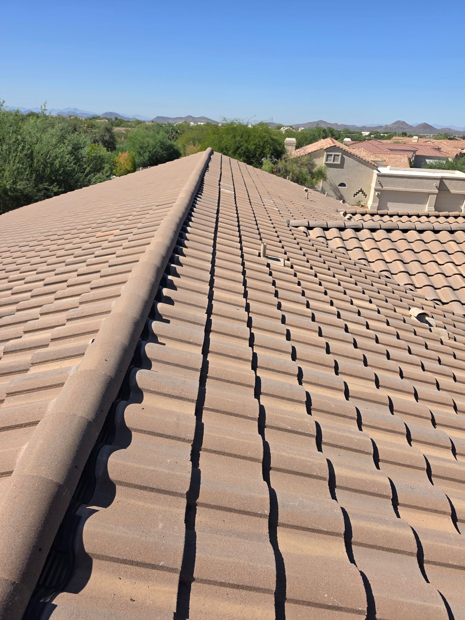 Finished ridge and tile alignment in Phoenix Arizona