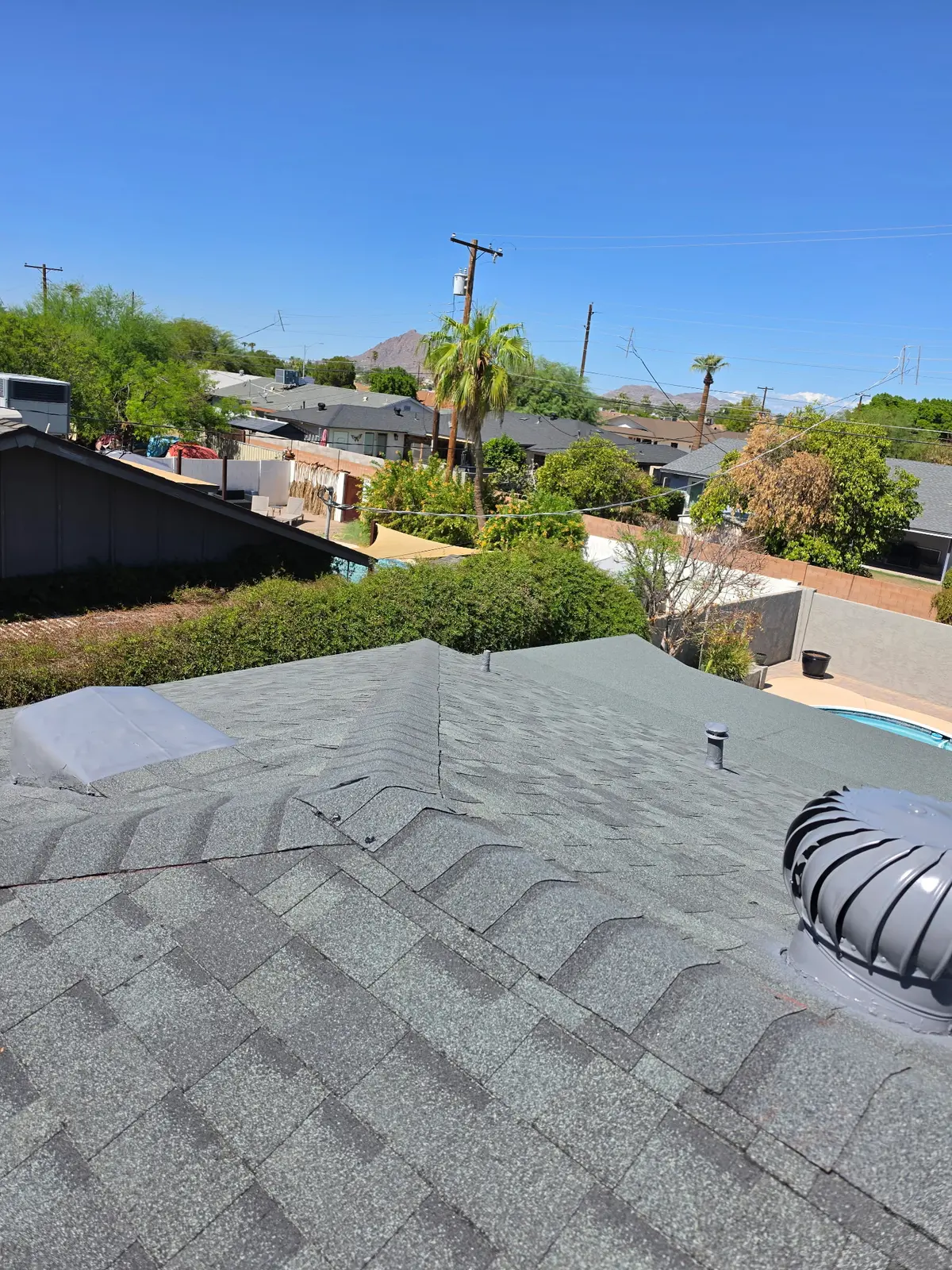 Completed Scottsdale roof with Camelback Mountain area view