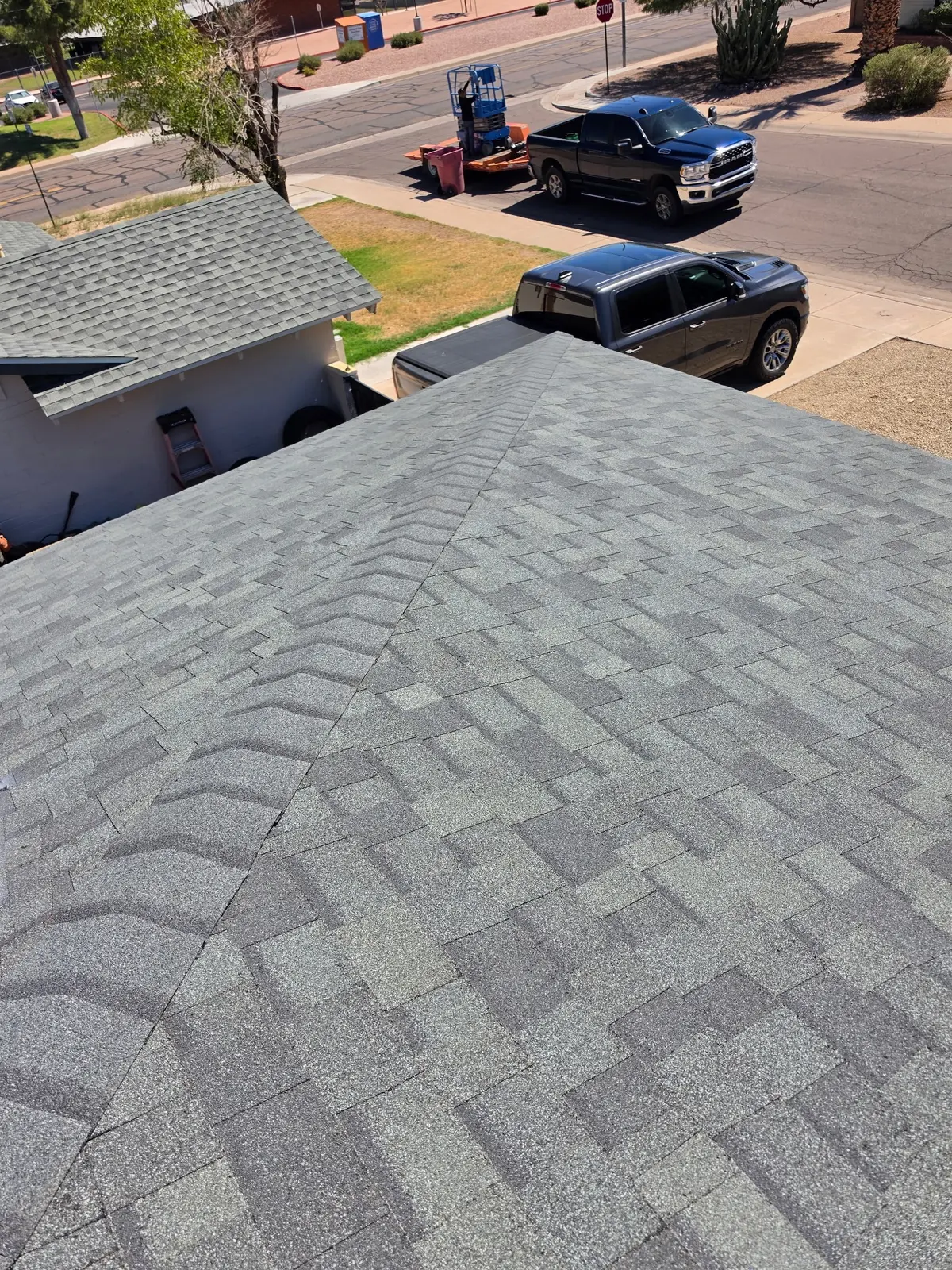 Finished ridge cap detail on Scottsdale shingle roof