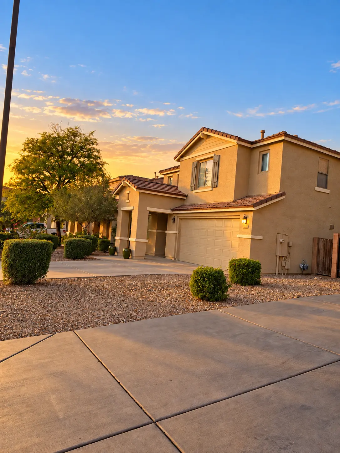 Completed Phoenix concrete tile roof viewed from the front exterior