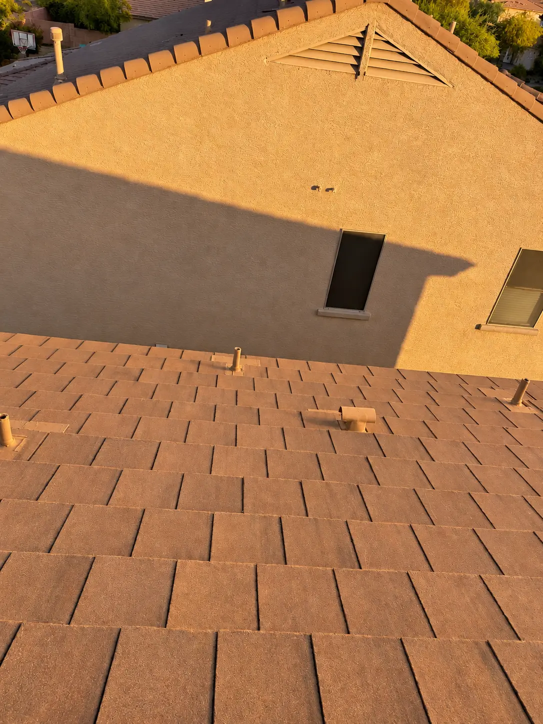 Finished concrete tile roof plane detail in Phoenix Arizona