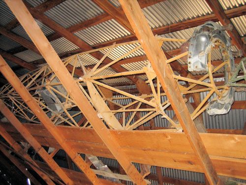 Waco 10 fuselage in the rafters