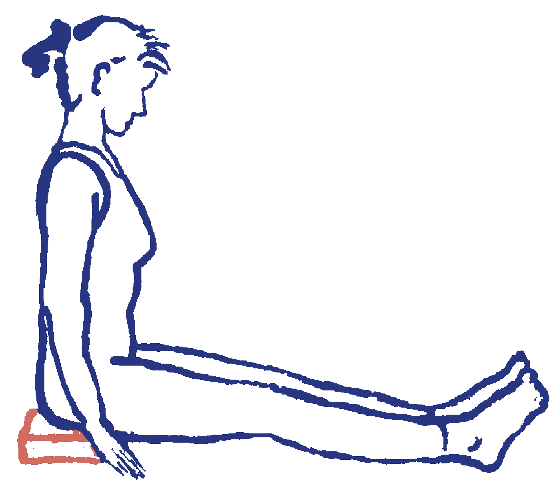 Daṇḍāsana mit leicht erhöhter Sitzposition