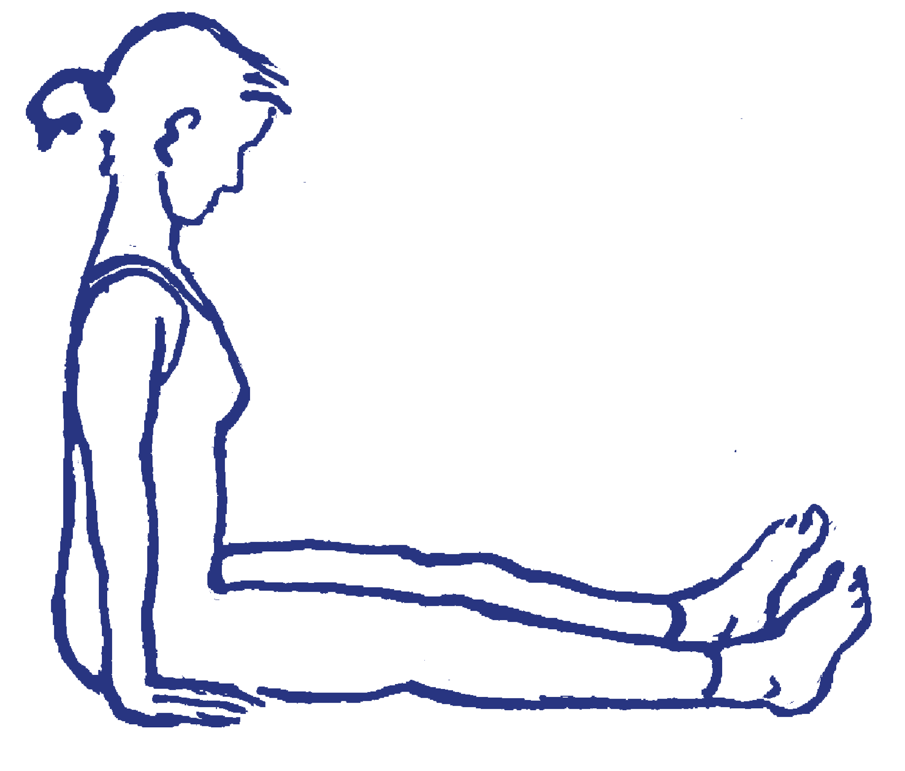 Daṇḍāsana mit leicht gegrätschten Beinen
