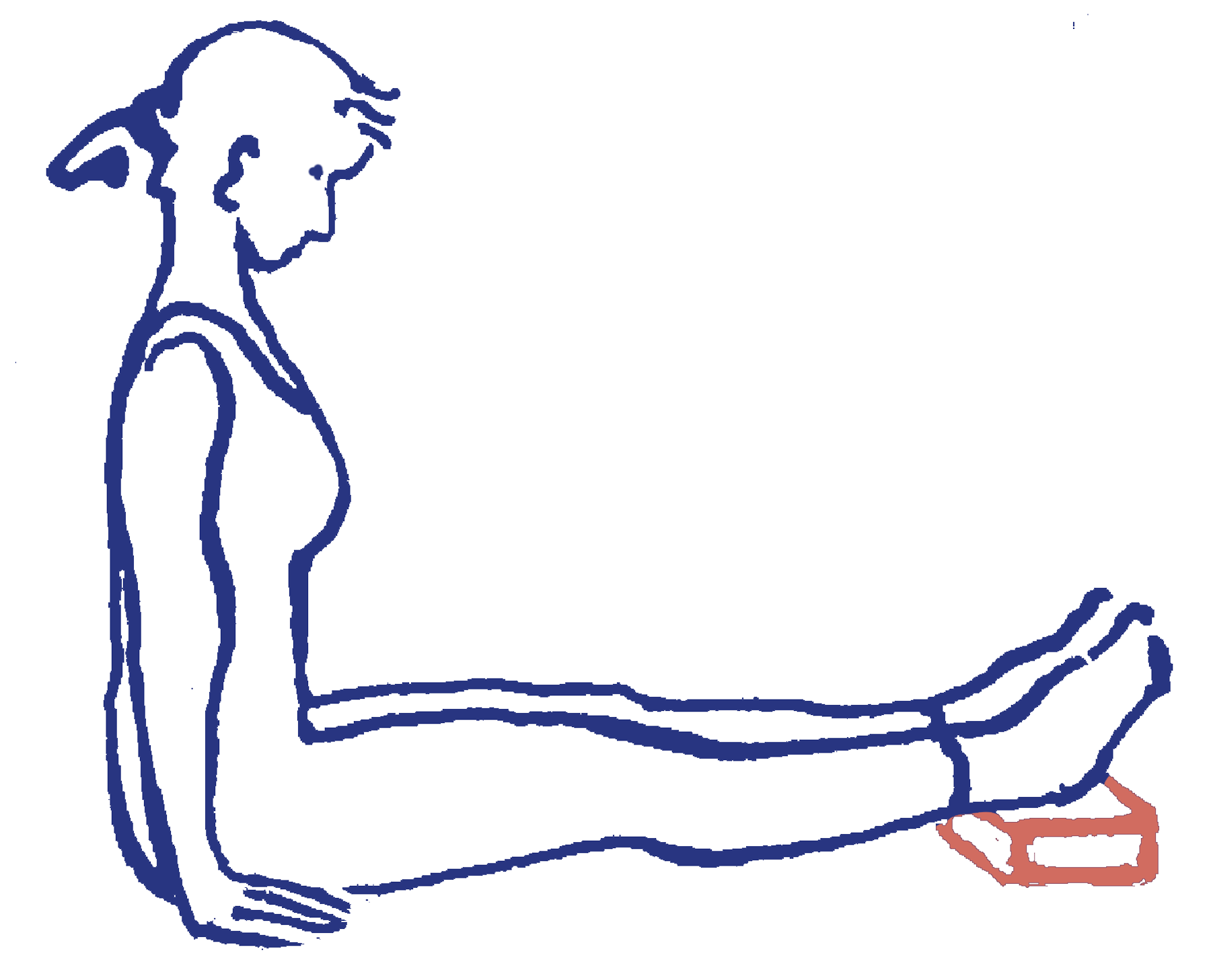 Daṇḍāsana mit Unterlage unter den Fersen